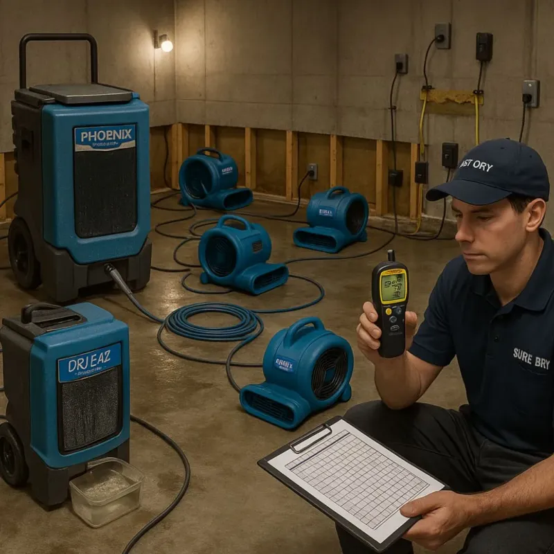 Structural Drying and Dehumidification process in New Baltimore, MI